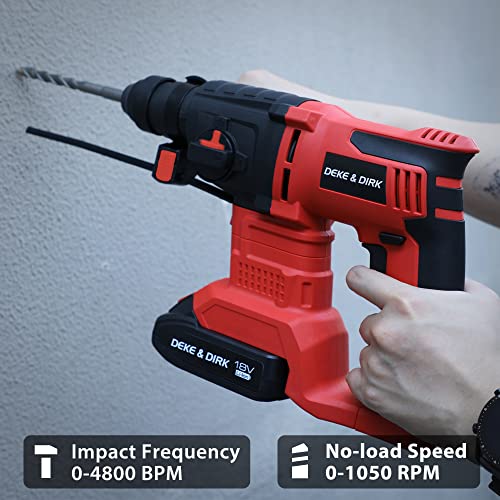 Deke&Dirk Cordless Brushless Rotary Hammer Drill 18V Sds Plus Hammer Drill With 2Pcs Rechargeable 2Ah Lithium-Ion Battery, 18Mm Power Hammer Drills For Concrete Rock Wood #TOP1