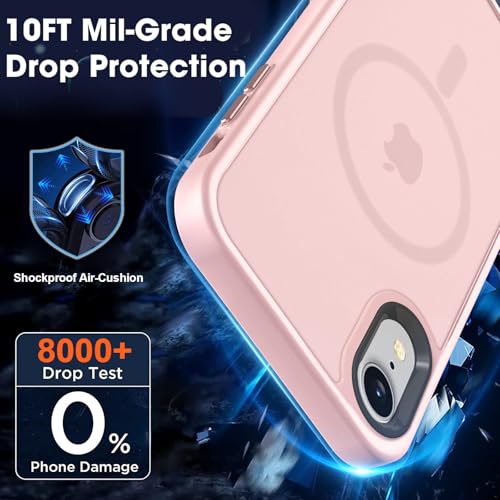 Image of MOCCA Magnetic Shockproof for iPhone XR Case,Pink | 10ft Drop Tested | Compatible with MagSafe | Anti-Slip Matte Finish | Raised Camera & Screen Lip | Ultra-Slim Design