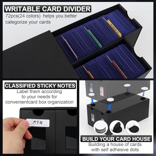 HIMOMO Card Storage Box, 17000+ Trading Card Storage 3400+ Toploader Card Storage Box for Commander Display,with 72 Dividers, Labels & Tapes,Fit for TCG, PTCG, MTG - 3
