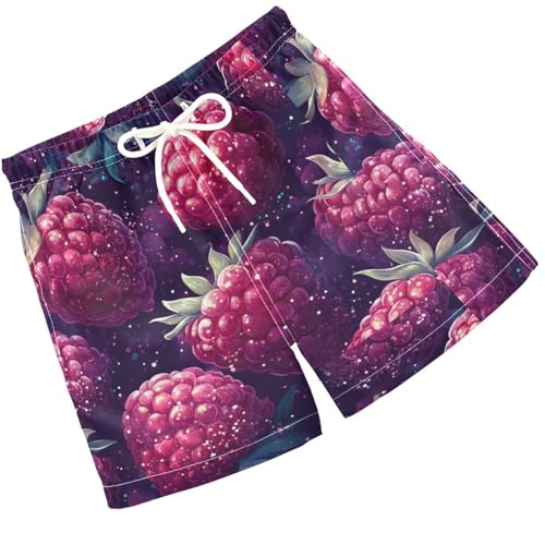 Pigsaly Boys Swim Trunks Spring Summer Raspberry Fruit Red Berry Boys Board Shorts Swimsuit Swimwear Summer Bathing Suit 4T