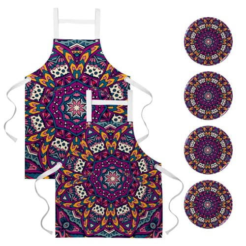 Tablier de cuisine pour nettoyage et protection textile multicolore