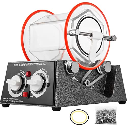 Jewelry Polisher Machine, Professional Mini Tumbler Rotary Jewelry Polishing Finisher Tool with Polishing Bead, Capacity 6.6 Lbs, for Surface Polishing, Chamfering, Dressing