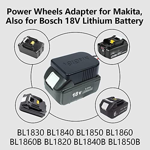 Battery Adapter Power Wheels Adaptor for Makita 18V Also for Bosch 18V Battery BL1820 BL1860 BL1850 Dock Power Connector Holder with 14 Gauge Wire for Power Tool Batteries Mounting Frames
