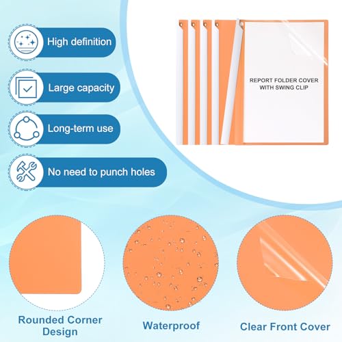 Protège-rapports A4 rigides en plastique transparent orange de haute qualité