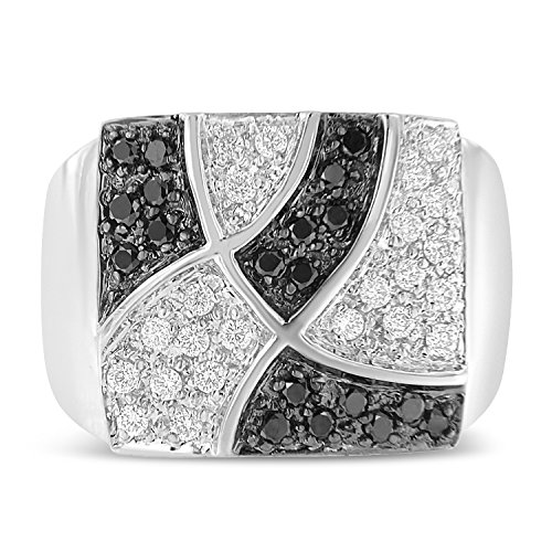 14K White Gold Treated Black Round Diamond Cluster Ring (0.50 Cttw, Black Color, SI1-SI2 Clarity) - Size 7