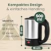 Clatronic Hervidor De Agua De Viaje WKR 3624 – 0.5L, Incluye 2 Tazas, Cuchara Y Bolsa De Transporte