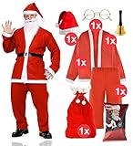 Das Ultimative 6 in 1 - Nikolauskostüm - Weihnachtsmannkostüm mit allem was man als Weihnachtsmann benötigt.