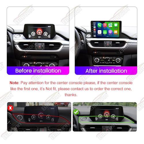 Android 13 Car Stereo Radio for Mazda 6 2016-2018, Biorunn 9 Inch GPS Wireless Wired Car-Play Android Auto IPS Touch Screen Navi WiFi FM RDS Head Unit 2GB RAM 32GB ROM