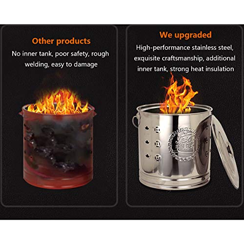 Mini- Gartenverbrennungsanlage, Kleiner Edelstahlbrenner, Für Holz, Blätter, Papier, Mehrere Größen, Gold/ Silber/ Rot-7