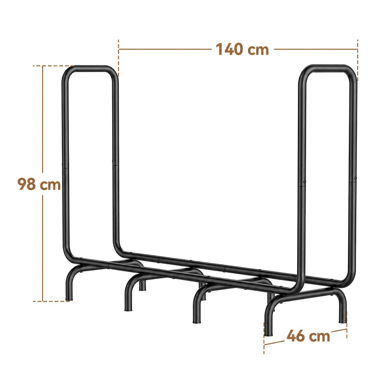 Josmimic Scaffale per legna da ardere, 138 x 40 x 100 cm, scaffale per legna da ardere, per esterni e interni, in metallo, resistente, per legna da ardere, supporto impilabile per camino, giardino
