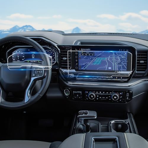WEIPIN 13.4in + 12.3in Screen Protector for Silverado & Sierra (No Buttons on Screen)