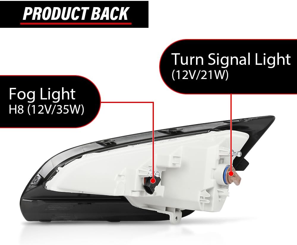Pair Front Fog Lights & Fog Lamp Cover Bezel Set 4PCS, Fit Ford EcoSport 2018-2022, GN1Z15266AA, GN1Z15266AB