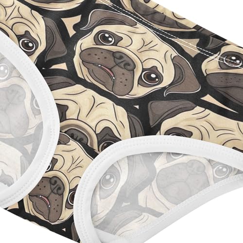 Illustrated Cartoon Pug Dogs Girl Panties Cute Girls Underwear Toddlers Cotton Fancy Briefs Undies Kids 2t4
