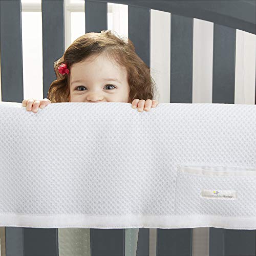 Breathablebaby Breathable Mesh Crib Railguard Teething Cover — White — 51” Long Panel (1) — Fits Most Full-Size Cribs (Does Not Fit Mini Cribs) — Use With Coordinating Short Panels For Extra Coverage #TOP3