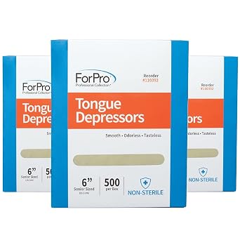 ForPro Professional Collection Senior Tongue Depressors, Large Wax Applicators, Wood Craft Sticks, 6 Senior Sized, Non-Sterile, 500-Count Pack of 3