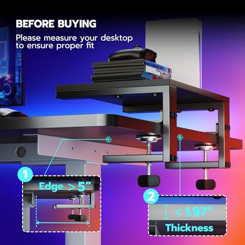 ARES WING 3 in 1 Versatile Clamp on Desk Shelf, 15 inches Desk Extender Shelves, Heavy Duty Desktop Organizer for Gaming and Office Accessories, Black by ARES WING - Image 5