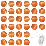 100pcs Orange Cat Eye Glass Beads 8mm Round Stone Semi Precious Gemstone Loose Spacer Energy Healing Crystal Beads for Jewelry Making Crafts Bracelets Necklaces