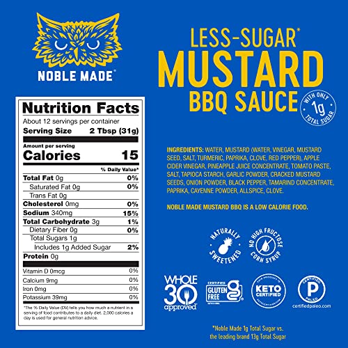 Noble Made By The New Primal Mustard Bbq Marinade And Dipping Sauce - 13 Fl Oz Bottle - Mustard Bbq Sauce - Whole30 Approved, Paleo-Certified, Keto, And Gluten-Free Sauce With 0G Of Fat #TOP1