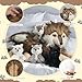5 Pcs Wolf Stuffed Animal Set, 16 Inch Large Mommy Stuffed Wolf Plush Toy with 4 Cute Babies Wolves Inside, Furry Wolves with Pups Soft Plushies for Kids Boys Girls Easter Christmas Birthday Gift