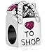 Q&Locket "To Shop" Fashion Shopping Bag Charm Heart Pink For Bracelet