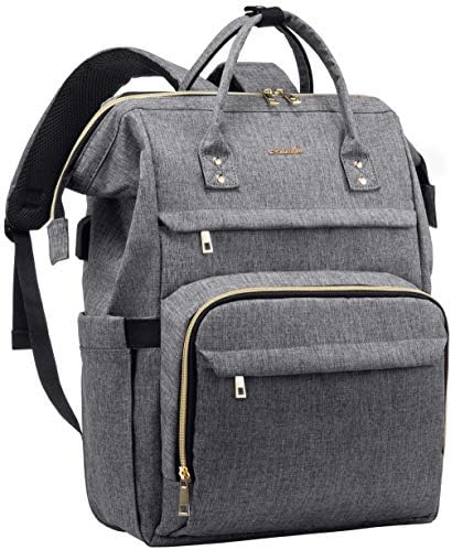 LOVEVOOK Laptop Backpack for Women Fashion Travel Bags Business Computer Purse Work Bag with USB Port, Grey