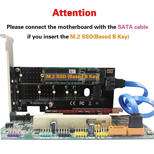 image for QNINE Dual M.2 PCIe Adapter, M.2 NVME SSD M Key or M.2 SATA SSD B Key 