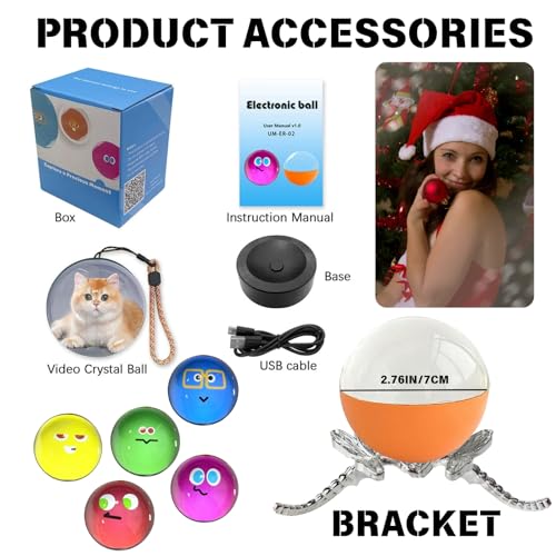 Image of Memory Orb Ball - 2.7 inch Crystal Ball Video Player, Core Memory Orb Christmas Ornament, Uploadable Videos & Photos, DIY Gift for Anniversary, Birthday (Blue)