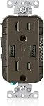 Leviton USB Type A-C Receptacle, 15 Amp Tamper-Resistant, T5633-00W, White