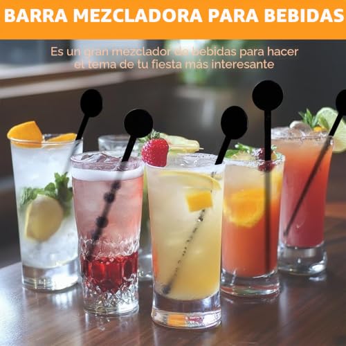 Miniatura 2 de 80 Agitadores De Cóctel De Plástico Reutilizables, Agitadores De Cóctel Negros De 18 Cm, Agitadores De Cóctel Para Mezclar Bebidas, Café, Leche