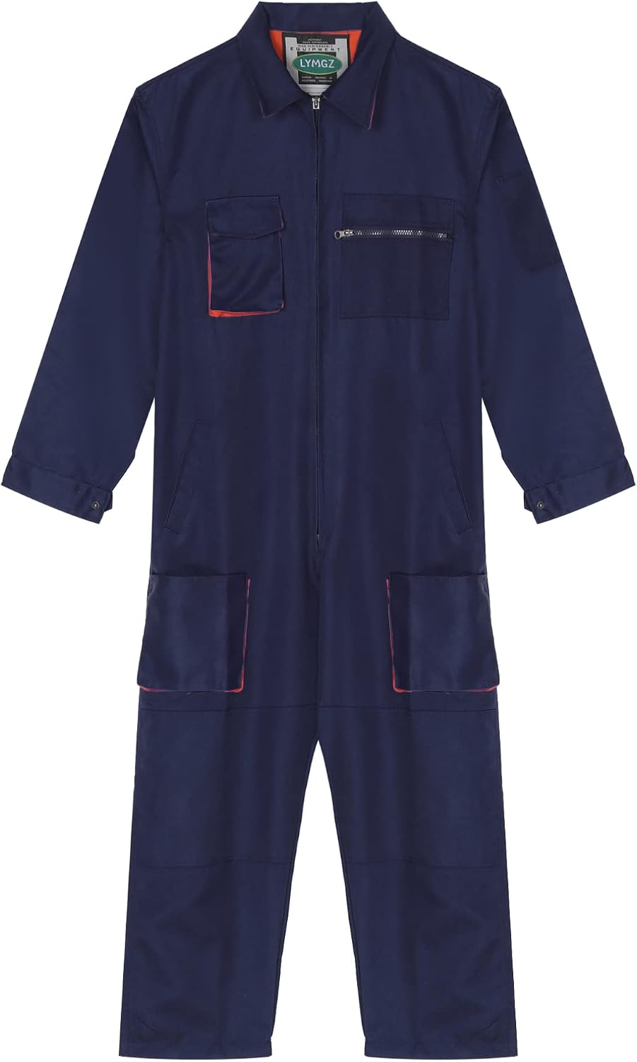 easyforever Mens Long Sleeve Mechanic Uniforms Long Sleeve Zip Front Coverall Stain Wrinkle Resistant Workwear