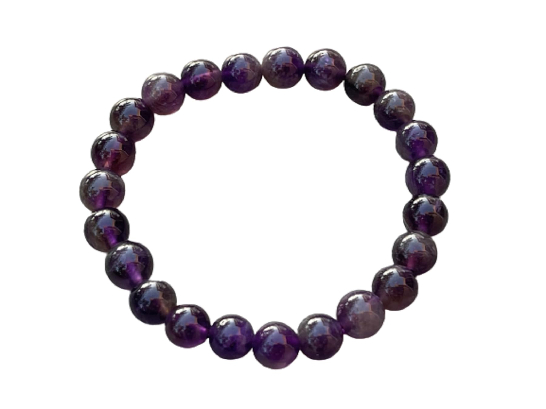 GAF TREASURESGrade A ++ Amethyst Crystal Bead Bracelet 8mm, Genuine Purple Amethyst Stretch Gemstone Bracelet, Healing Crystals, Gift for Men & Women