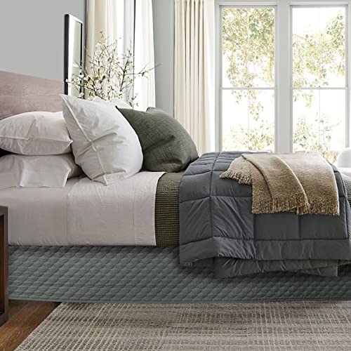 Bed Skirt Easy Fit With 14 Inch Drop Thick Bed Skirt Hotel Quality Bedskirt For Bedroom Sagging Sense Enhanced Fish Scale(Queen,Grey) #TOP2