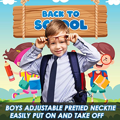 Mantieqingway Pre-tied Ties for Kids Boys 1/2 Pack 14 inch Adjustable Zipper Neck Tie for Wedding Graduation School Uniforms2