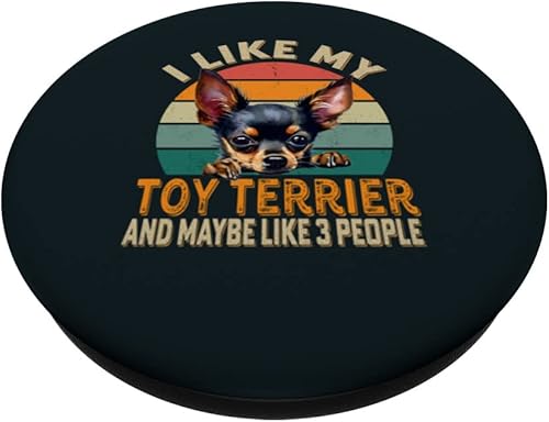 Miniatura 2 de I Like My Russian Toy Terrier Dog & Maybe 3 People Retro PopSockets PopGrip intercambiables