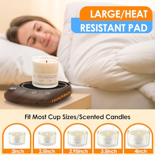 Coffee Mug Warmer - Fastest Heating & Highest Temperature, Coffee Cup Warmer for Desk Auto Shut Off, 4 Temp Settings & 1-12H Timer, Smart Electric Beverage Warmer for Coffee, Tea (Wood)