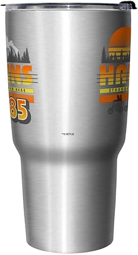 Miniatura 2 de Netflix Stranger Things Hawkins Vintage Sunsnet - Taza de viaje de acero inoxidable de 27 onzas