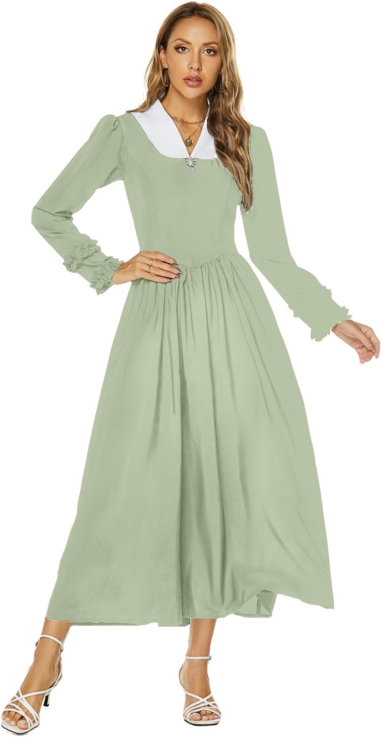 Abaowedding Colonial Dress for Women Pioneer Costume Modest Prairie Colonial Civil War Dress - Image 2
