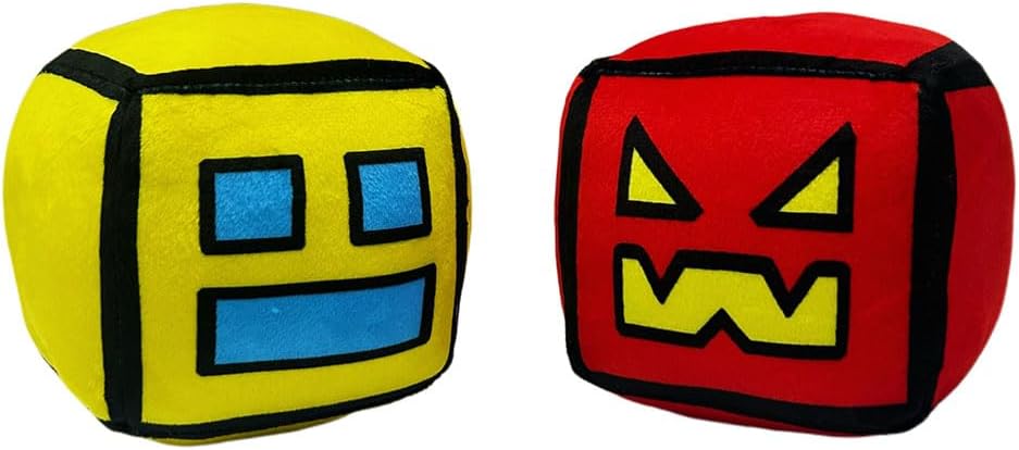 Geometry Plush Toys,4.7Inch Cube Volume Wood Stuffed Animal Plushie Doll Toys Kids Gift and Festival Decoration (AngerRed+Syellow)