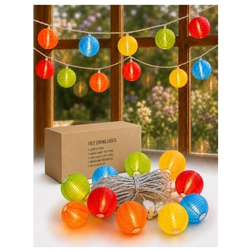 Konictom 8.5Ft Multicolor Lantern String Lights, Summer Hanging Lantern String Light with 10 Colorful Lanterns, Nylon Lantern Lights for Indoor Outdoor Party Decor, White Wire