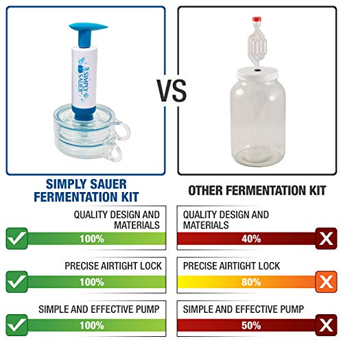 Fermentology Simply Sauer Fermentation Airlock Bundle Kit - Fits Wide Mouth Mason Jars - Supplies Include Airlocks, Pump #TOP1