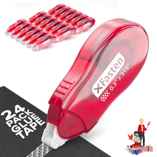 XFasten Japan Dots Scrapbook Tape Glue Roller Runner, 8mm x 26ft 24-Pack Double Sided Tape Roller, Dot Applicator for Scrapbook Album Kit, Removable