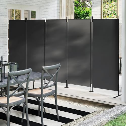 JAXPETY Room Divider 5 Panel Privacy Screen Wall Dividers for Room Separation Flexible Partition Folding Portable Room Partition for Office 145' W x 73' H, Black