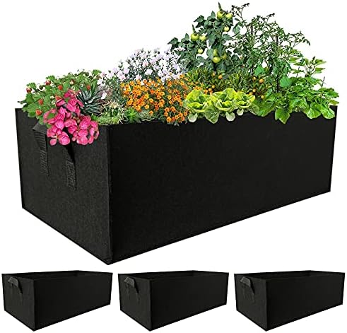 Nardo Visgo Fabric Raised Garden Beds 3Pcs 10 Gallon Plant Grow Bags for Vegetables Rectangle Non-Woven Fabrics Aeration Planting Bags Planter Pot with Handles for Flowers Vegetables Plants