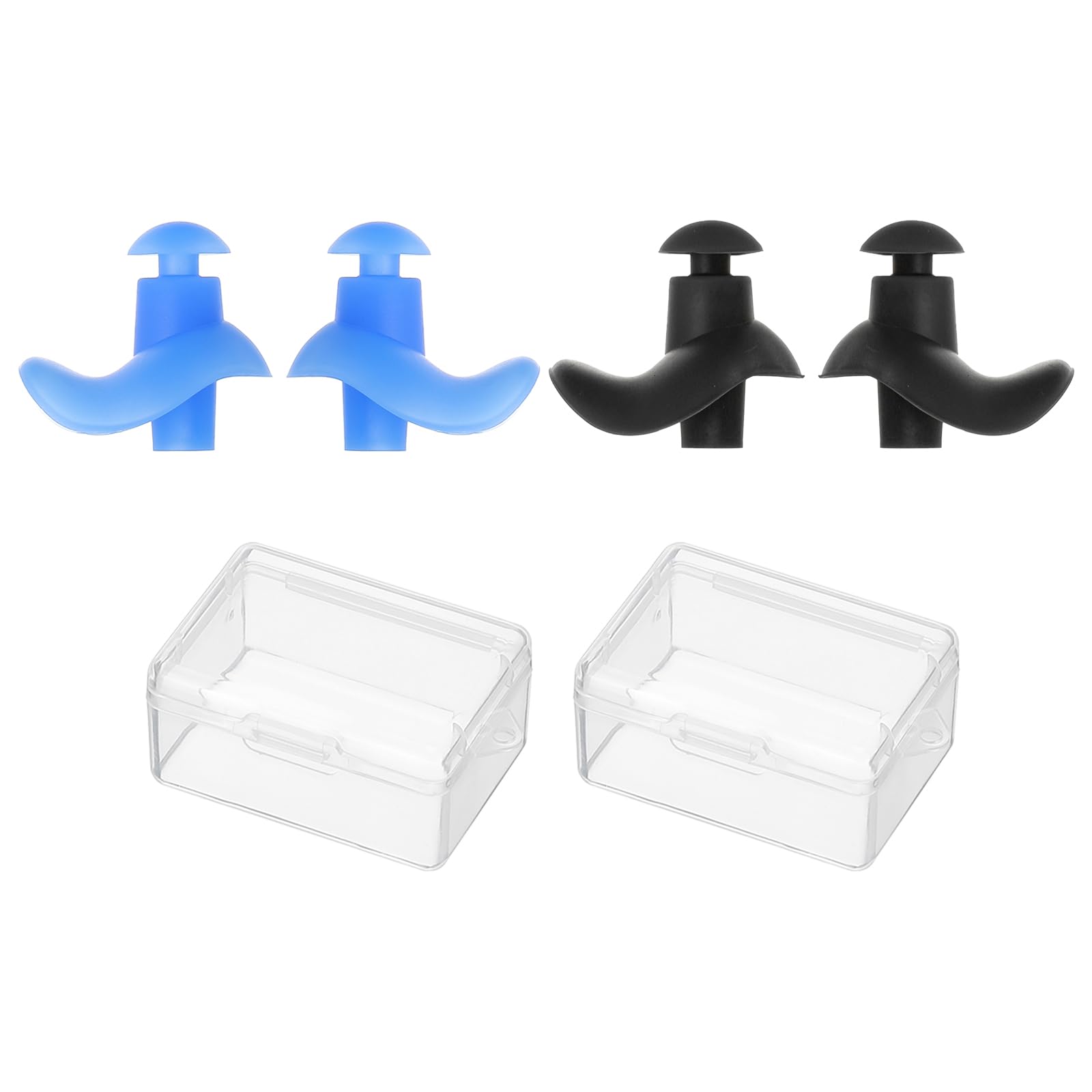 PATIKIL Ear Plugs for Swimming,2 Pairs Waterproof Soft Silicone Curved Swim Earplugs for Adults,Bathing, Surfing,Swimming, Black Blue