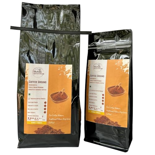Image of Bluhills Mellow Medley - Blend of Pure Arabica & Robusta Coffee, 1Kg, Single Origin Wayanad Coffee blend, freshly roasted and ground for a perfect filter coffee, stove top, or drip brew