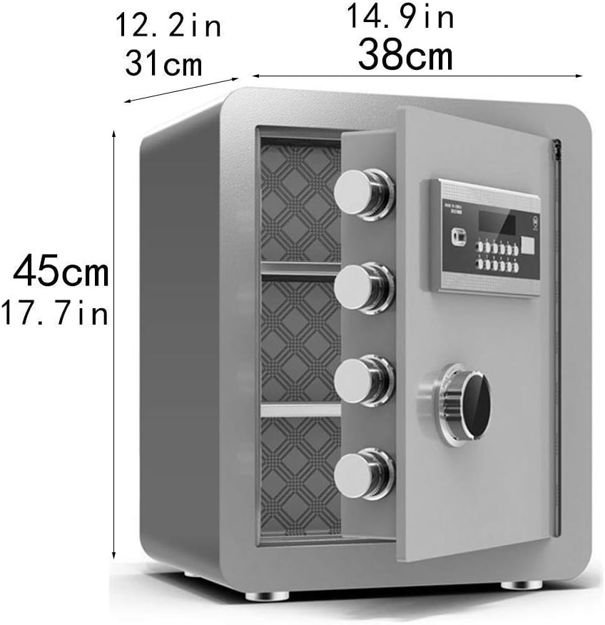 Security, 3-Layer Steel Key Lock Electronic Storage Cabinet Cash Drawer 38X31X45Cm Safes Safe,Black Safe