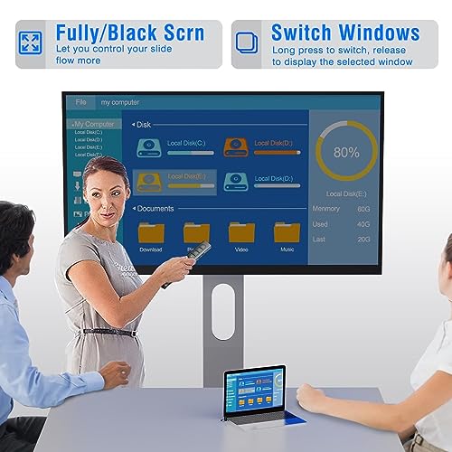Apresentação Clicker Controle Remoto Deslizante Sem Fio para Apresentações PowerPoint, 2 em 1 USB C/