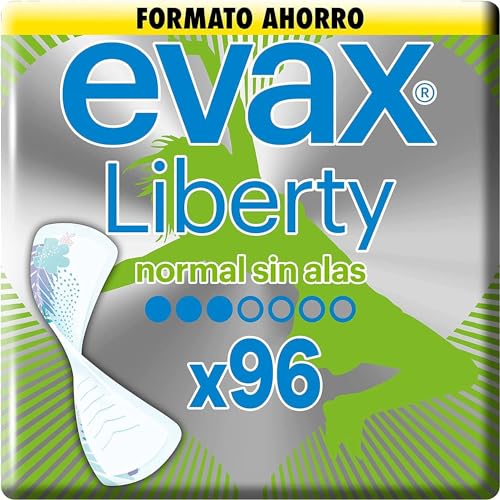 Evax Liberty Compresas Sin Alas, Normal, 96 Unidades, Se Adaptan al Cuerpo y Neutralizan los Olores
