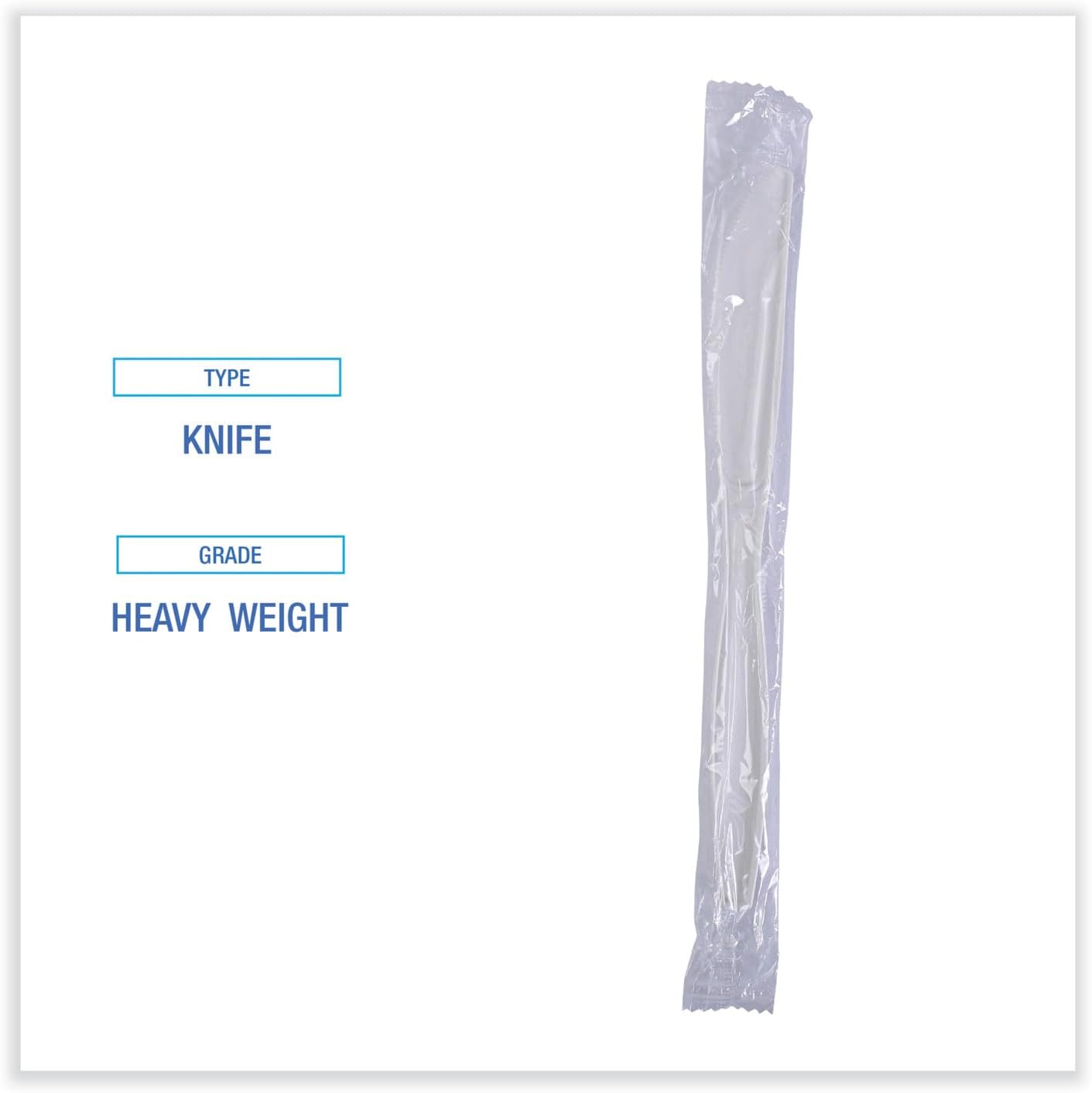 Boardwalk Heavyweight Wrapped Polypropylene Cutlery, Knife, White, 1,000/Carton