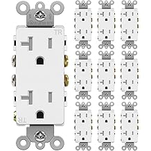 BESTTEN 20 Amp Decorator Wall Receptacle Outlet, Tamper-Resistant, 20A/125V/2500W, Residential & Commercial Use, UL Listed, 10 Pack, White